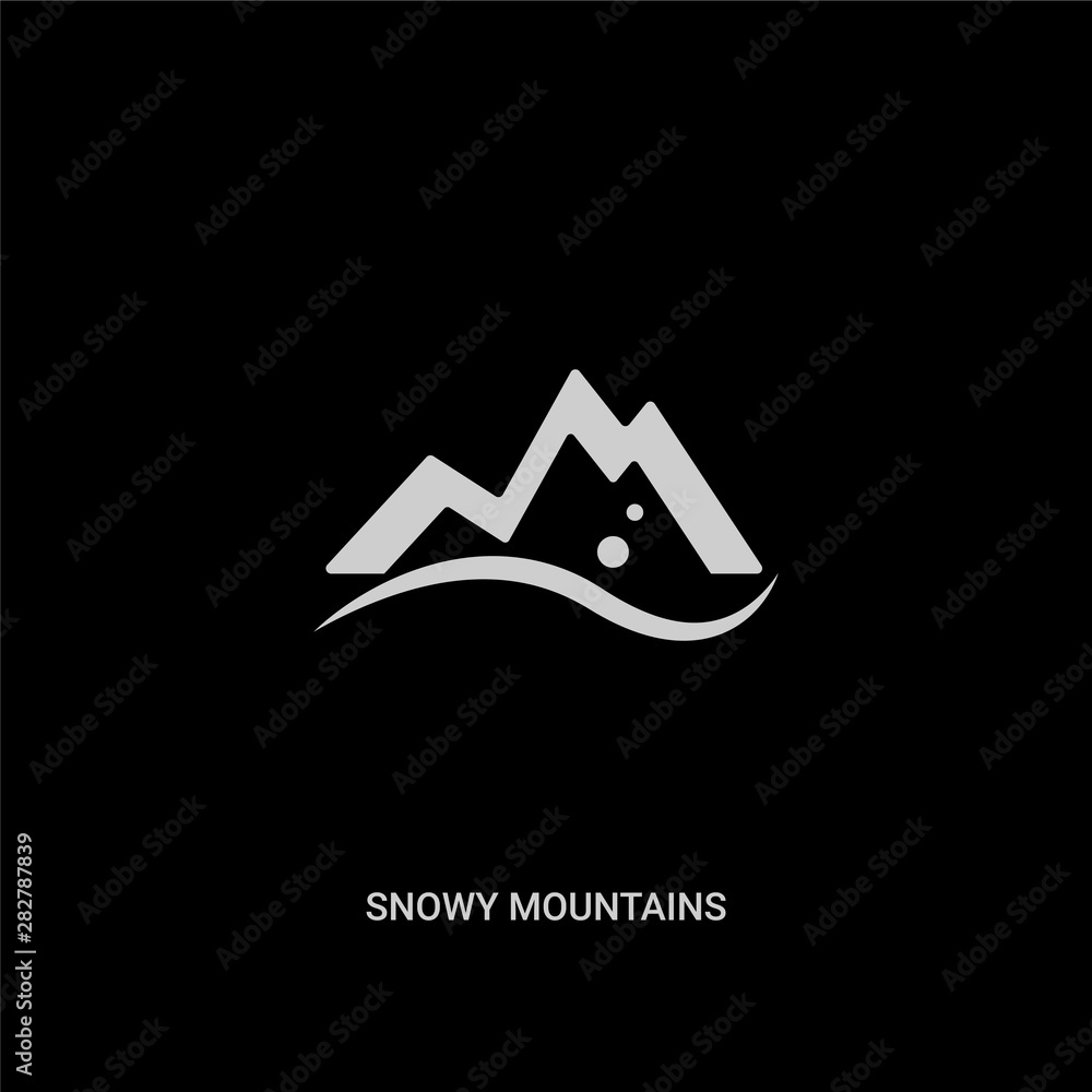 Fotografie white snowy mountains vector icon on black background