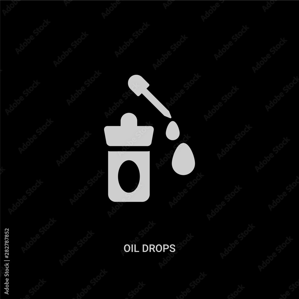 Fotografie white oil drops vector icon on black background