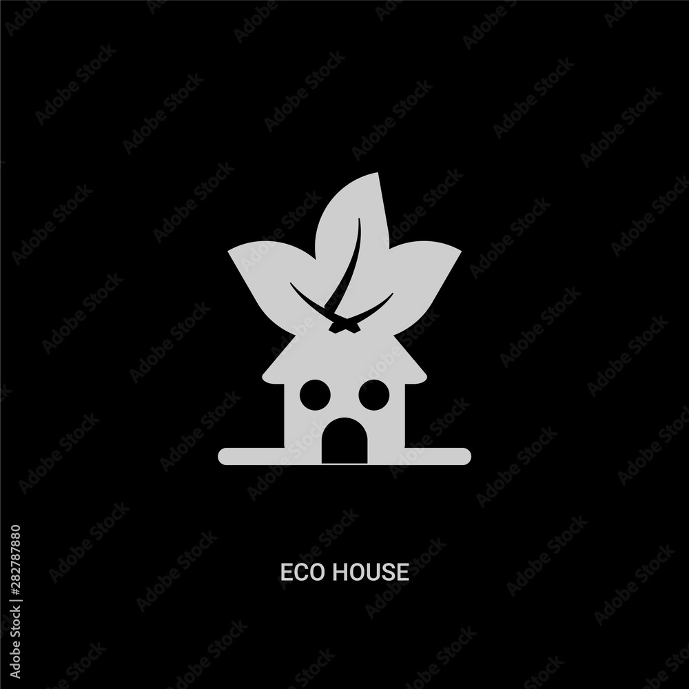 Fotografie white eco house vector icon on black background