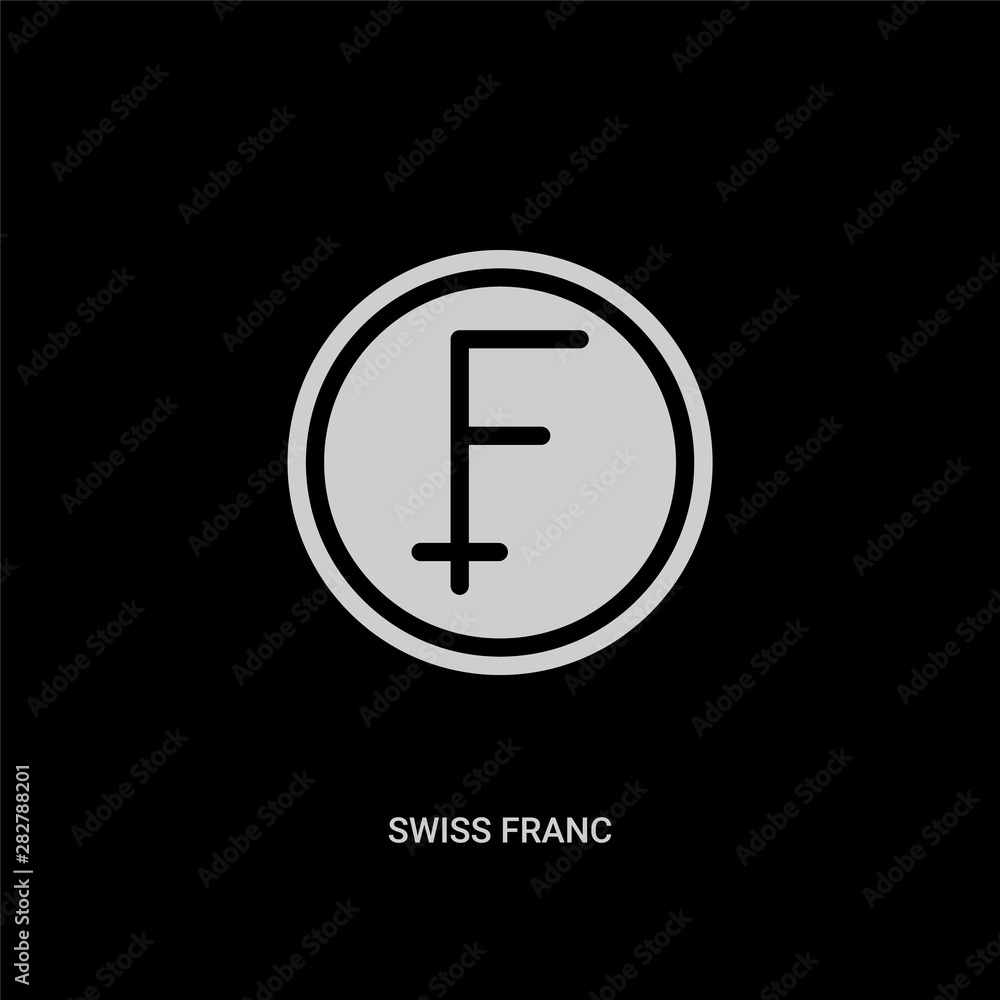 Fotografie white swiss franc vector icon on black background