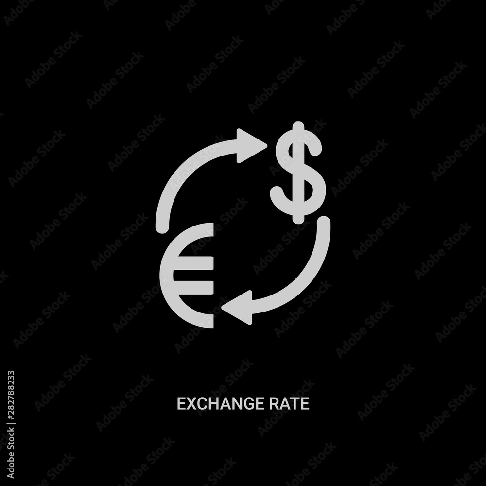 Vettoriale Stock white exchange rate vector icon on black background ...