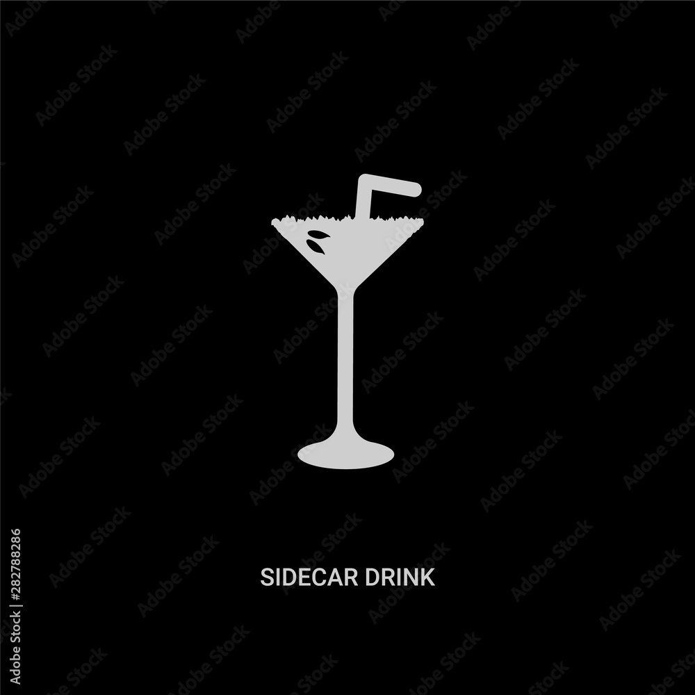 white sidecar drink vector icon on black background. modern flat sidecar drink from drinks concept vector sign symbol can be use for web, mobile and logo. white sidecar drink vector icon on black background. modern flat sidecar drink from drinks concept vector sign symbol can be use for web, mobile and logo.