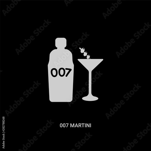 white 007 martini vector icon on black background. modern flat 007 martini from drinks concept vector sign symbol can be use for web, mobile and logo.