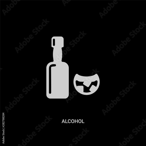 white alcohol vector icon on black background. modern flat alcohol from drinks concept vector sign symbol can be use for web, mobile and logo.