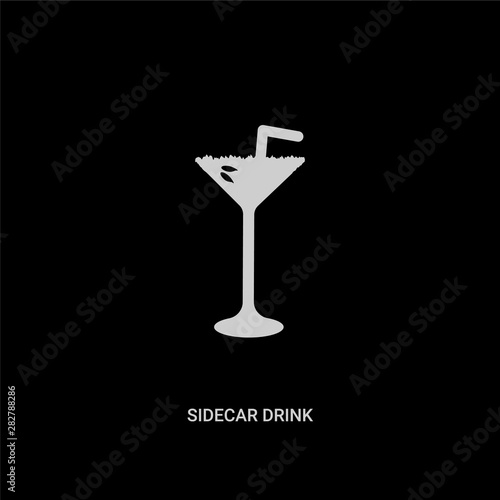 white sidecar drink vector icon on black background. modern flat sidecar drink from drinks concept vector sign symbol can be use for web, mobile and logo.