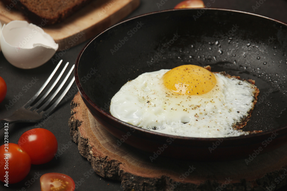 Fried egg with tomatoes and bread Fried egg with tomatoes and bread