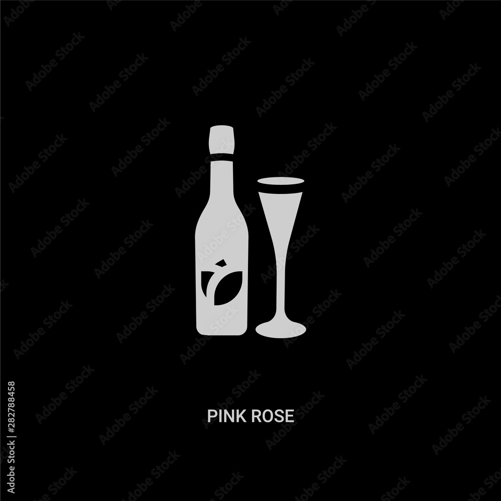 white pink rose vector icon on black background. modern flat pink rose from drinks concept vector sign symbol can be use for web, mobile and logo. white pink rose vector icon on black background. modern flat pink rose from drinks concept vector sign symbol can be use for web, mobile and logo.