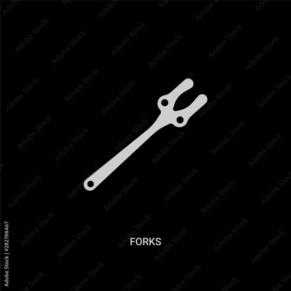 white forks vector icon on black background. modern flat forks from drinks concept vector sign symbol can be use for web, mobile and logo. white forks vector icon on black background. modern flat forks from drinks concept vector sign symbol can be use for web, mobile and logo.
