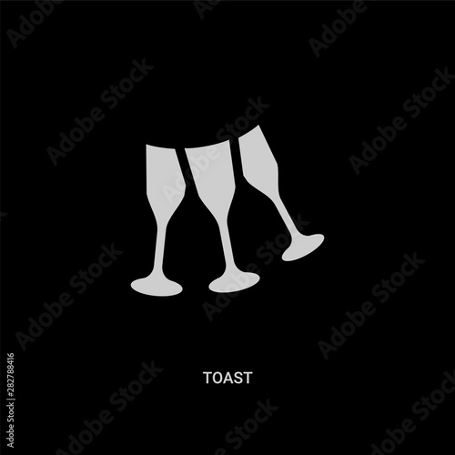 white toast vector icon on black background. modern flat toast from drinks concept vector sign symbol can be use for web, mobile and logo.