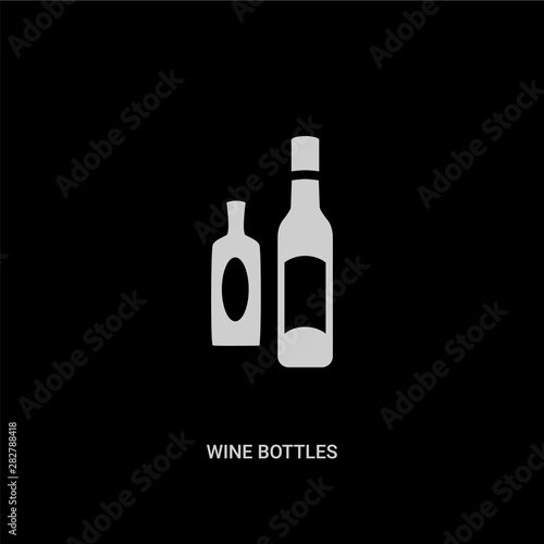 white wine bottles vector icon on black background. modern flat wine bottles from drinks concept vector sign symbol can be use for web, mobile and logo.