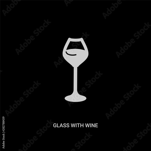 white glass with wine vector icon on black background. modern flat glass with wine from drinks concept vector sign symbol can be use for web, mobile and logo.