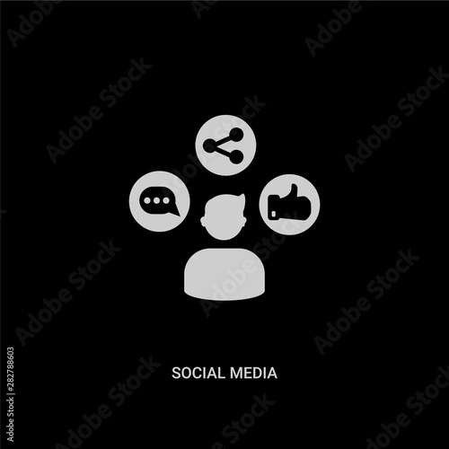 white social media vector icon on black background. modern flat social media from digital economy concept vector sign symbol can be use for web, mobile and logo.