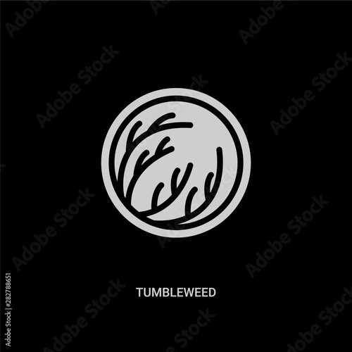 Fototapeta Naklejka Na Ścianę i Meble -  white tumbleweed vector icon on black background. modern flat tumbleweed from desert concept vector sign symbol can be use for web, mobile and logo.