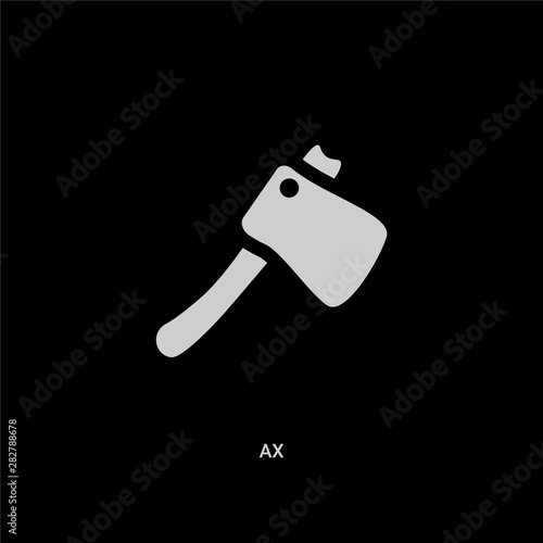 white ax vector icon on black background. modern flat ax from desert concept vector sign symbol can be use for web, mobile and logo.