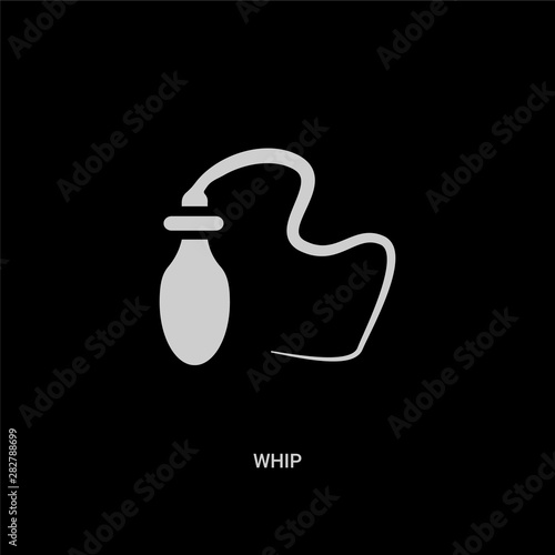 white whip vector icon on black background. modern flat whip from desert concept vector sign symbol can be use for web, mobile and logo.