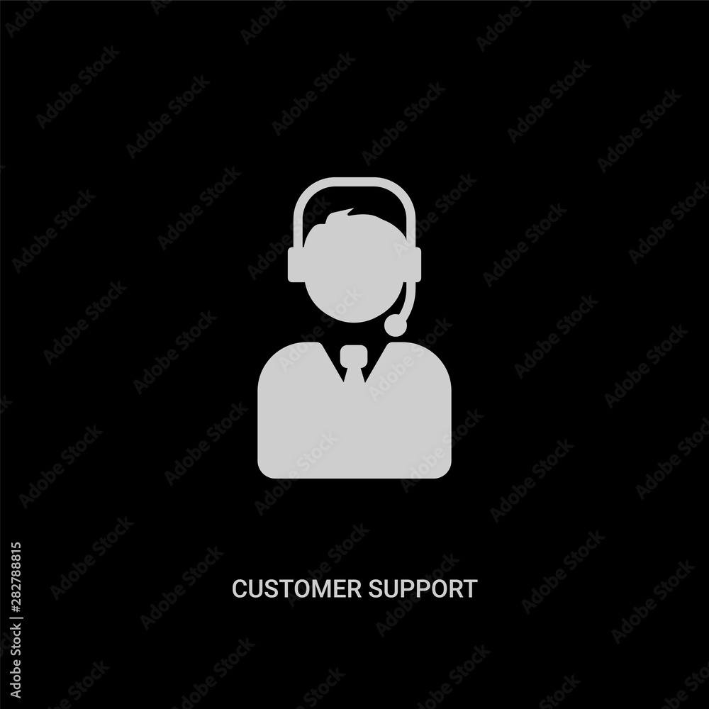 white customer support vector icon on black background. modern flat customer support from delivery and logistic concept vector sign symbol can be use for web, mobile and logo. white customer support vector icon on black background. modern flat customer support from delivery and logistic concept vector sign symbol can be use for web, mobile and logo.