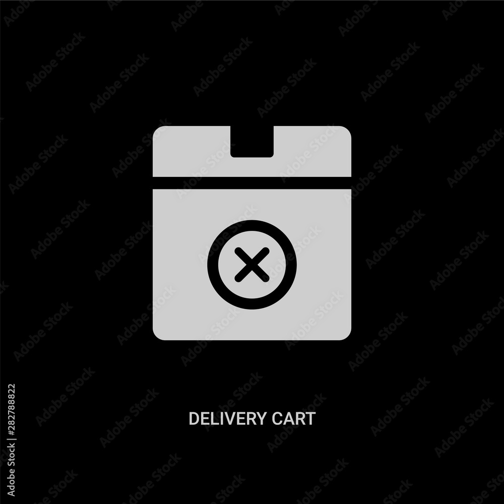 white delivery cart vector icon on black background. modern flat delivery cart from delivery and logistic concept vector sign symbol can be use for web, mobile and logo. white delivery cart vector icon on black background. modern flat delivery cart from delivery and logistic concept vector sign symbol can be use for web, mobile and logo.