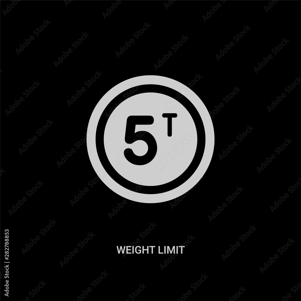 white weight limit vector icon on black background. modern flat weight limit from delivery and logistic concept vector sign symbol can be use for web, mobile and logo. white weight limit vector icon on black background. modern flat weight limit from delivery and logistic concept vector sign symbol can be use for web, mobile and logo.