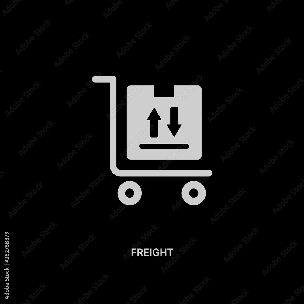 white freight vector icon on black background. modern flat freight from delivery and logistic concept vector sign symbol can be use for web, mobile and logo. white freight vector icon on black background. modern flat freight from delivery and logistic concept vector sign symbol can be use for web, mobile and logo.