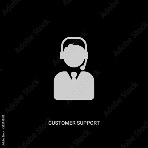 white customer support vector icon on black background. modern flat customer support from delivery and logistic concept vector sign symbol can be use for web, mobile and logo.