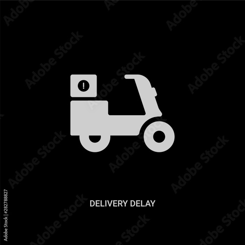 white delivery delay vector icon on black background. modern flat delivery delay from delivery and logistic concept vector sign symbol can be use for web, mobile and logo.