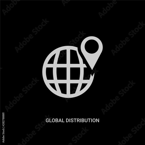 white global distribution vector icon on black background. modern flat global distribution from delivery and logistic concept vector sign symbol can be use for web, mobile and logo.