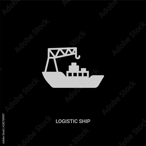 white logistic ship vector icon on black background. modern flat logistic ship from delivery and logistic concept vector sign symbol can be use for web, mobile and logo.