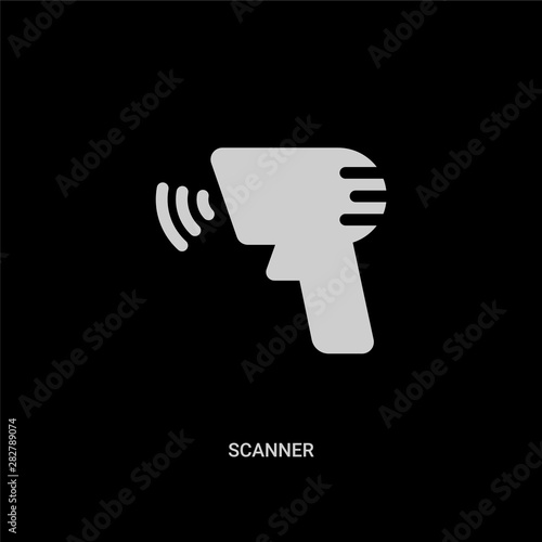 white scanner vector icon on black background. modern flat scanner from delivery and logistic concept vector sign symbol can be use for web, mobile and logo.