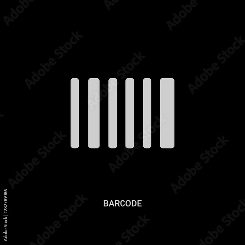 white barcode vector icon on black background. modern flat barcode from delivery and logistic concept vector sign symbol can be use for web  mobile and logo.