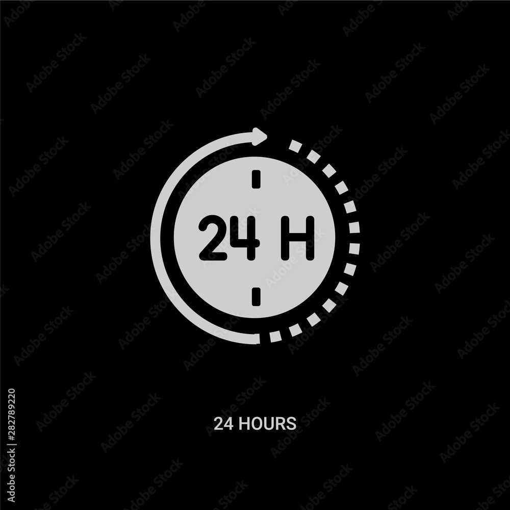 white 24 hours vector icon on black background. modern flat 24 hours from customer service concept vector sign symbol can be use for web, mobile and logo. white 24 hours vector icon on black background. modern flat 24 hours from customer service concept vector sign symbol can be use for web, mobile and logo.