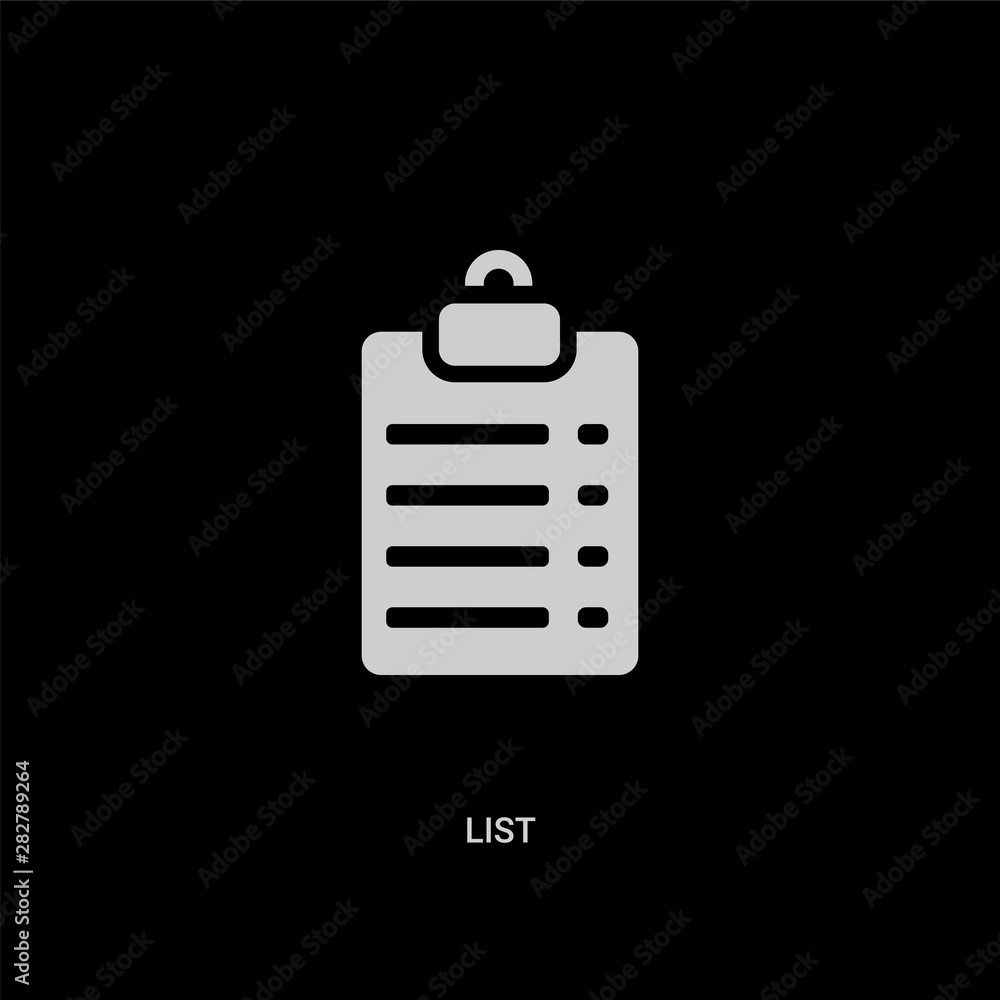 white list vector icon on black background. modern flat list from customer service concept vector sign symbol can be use for web, mobile and logo. white list vector icon on black background. modern flat list from customer service concept vector sign symbol can be use for web, mobile and logo.