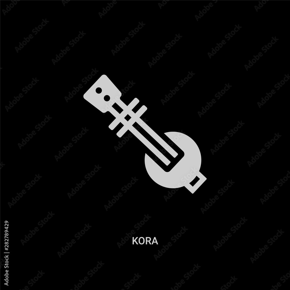 white kora vector icon on black background. modern flat kora from culture concept vector sign symbol can be use for web, mobile and logo. white kora vector icon on black background. modern flat kora from culture concept vector sign symbol can be use for web, mobile and logo.