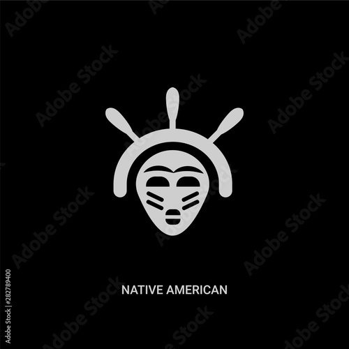 white native american mask vector icon on black background. modern flat native american mask from culture concept vector sign symbol can be use for web, mobile and logo.