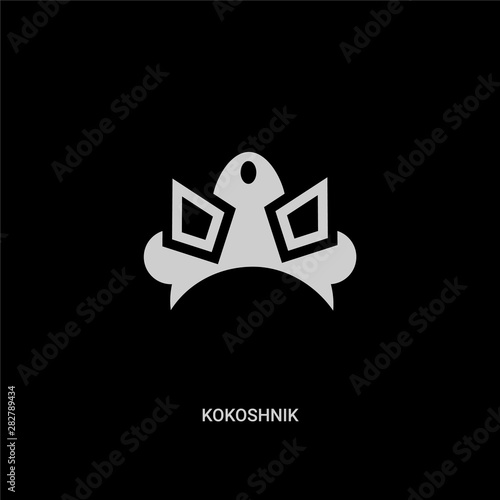 white kokoshnik vector icon on black background. modern flat kokoshnik from culture concept vector sign symbol can be use for web, mobile and logo.