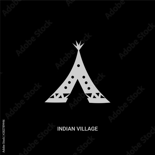 white indian village vector icon on black background. modern flat indian village from culture concept vector sign symbol can be use for web, mobile and logo. photo