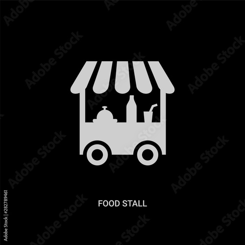 white food stall vector icon on black background. modern flat food stall from culture concept vector sign symbol can be use for web, mobile and logo.