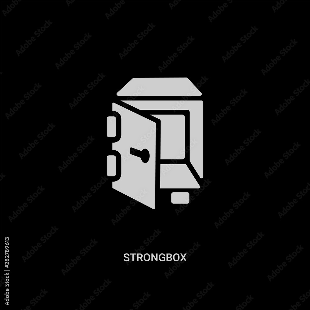 white strongbox vector icon on black background. modern flat strongbox from cryptocurrency economy concept vector sign symbol can be use for web, mobile and logo. white strongbox vector icon on black background. modern flat strongbox from cryptocurrency economy concept vector sign symbol can be use for web, mobile and logo.