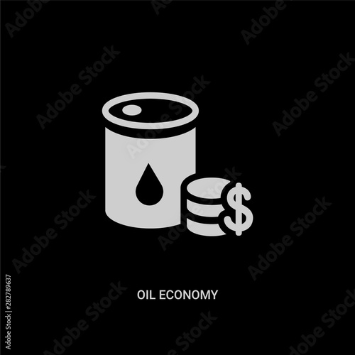 white oil economy vector icon on black background. modern flat oil economy from cryptocurrency economy concept vector sign symbol can be use for web, mobile and logo.