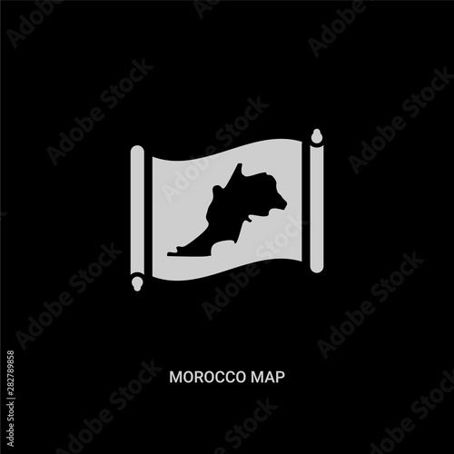 white morocco map vector icon on black background. modern flat morocco map from countrymaps concept vector sign symbol can be use for web, mobile and logo.