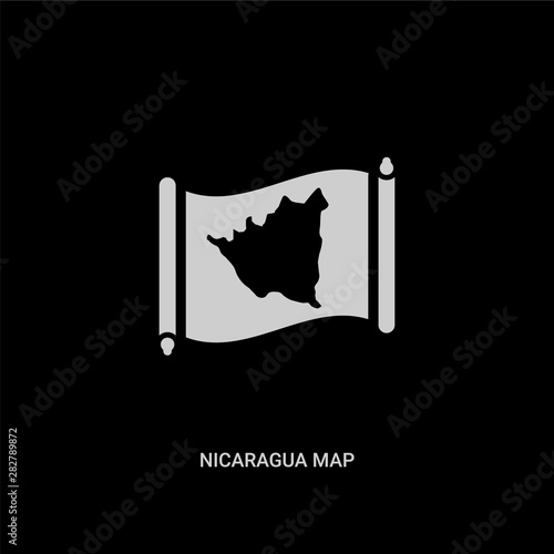 white nicaragua map vector icon on black background. modern flat nicaragua map from countrymaps concept vector sign symbol can be use for web, mobile and logo.