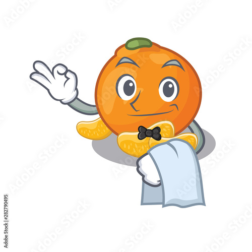 Waiter tangerine with in the mascot shape