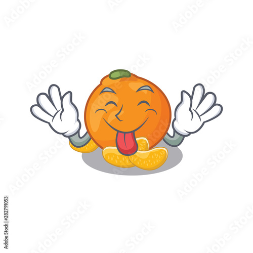 Tongue out tangerine isolated with in the cartoon