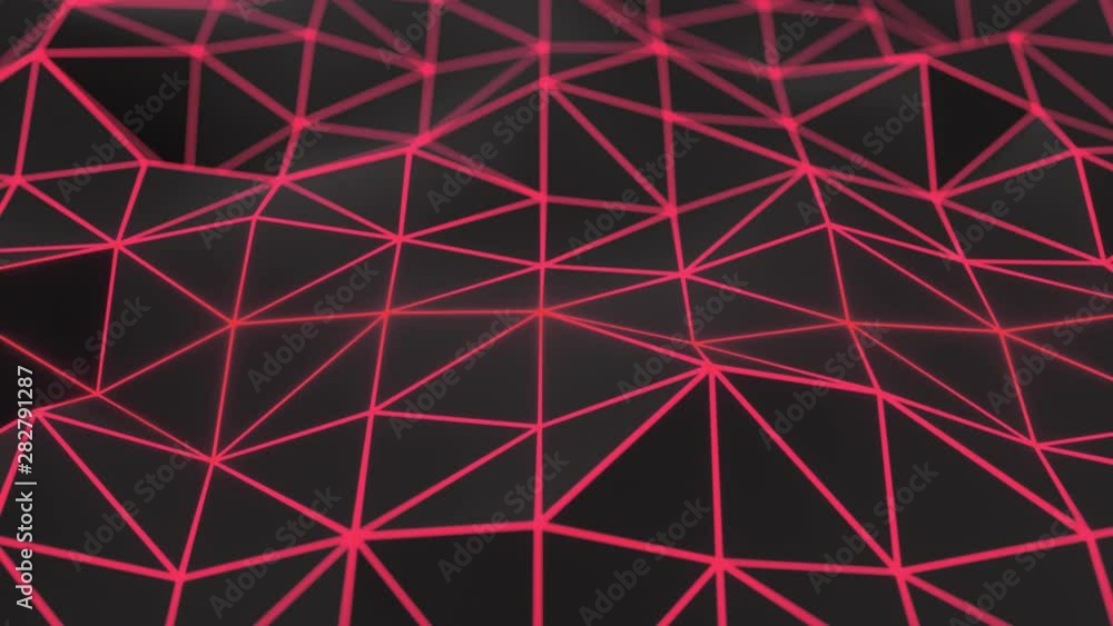 Dark low poly displaced surface with red glowing lines Dark low poly displaced surface with red glowing lines