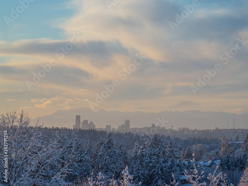 Seattle Snowpocalypse Sunset photo