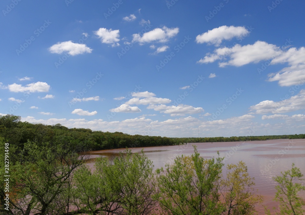 Lake Thunderbird with small trees in the front, Oklahoma