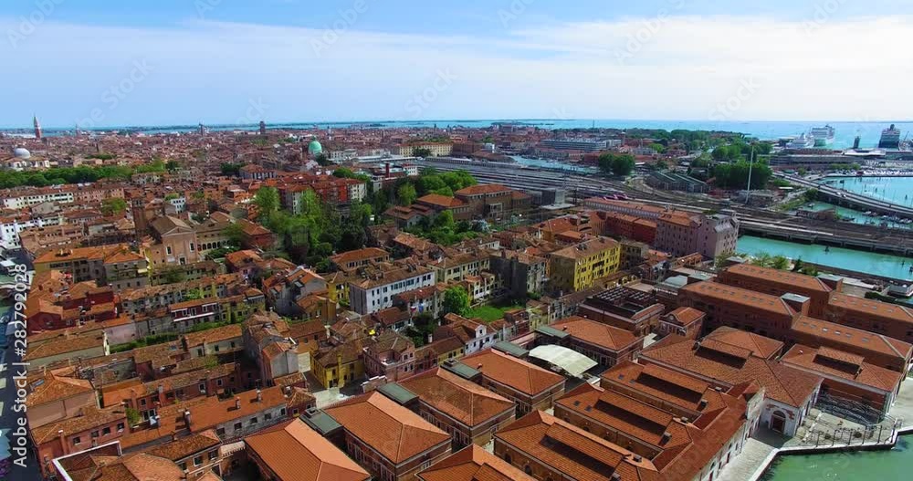 AERIAL looking over the rooftops of Venice, Italy AERIAL looking over the rooftops of Venice, Italy
