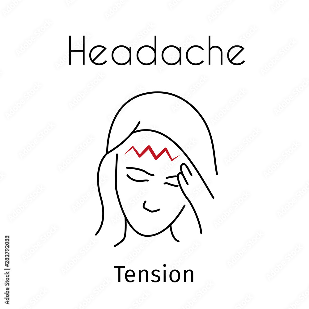 Vector Headache Linear Icon of Girl Vector Headache Linear Icon of Girl