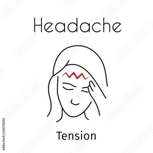 Vector Headache Linear Icon of Girl
