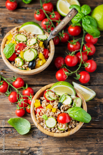 Vegan pearl barley salad