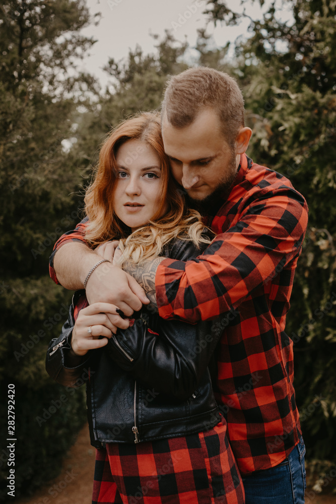 Fototapeta premium Happy loving couple outdoor in park .